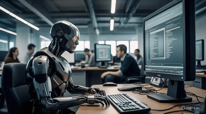 Minh họa robot AI có thể thay công việc con người.